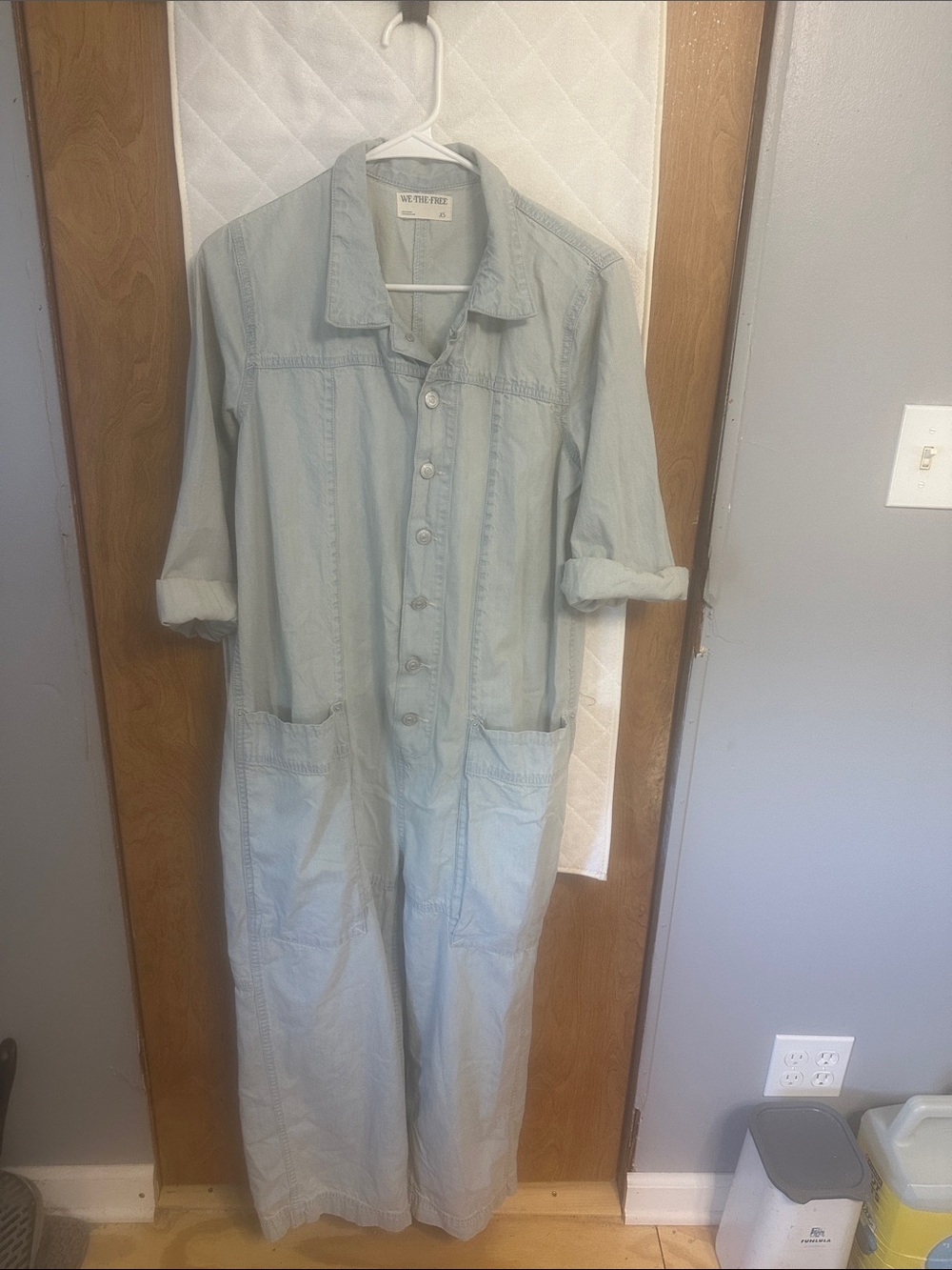 Wildfox Pale Blue Denim Boiler Jumpsuit
